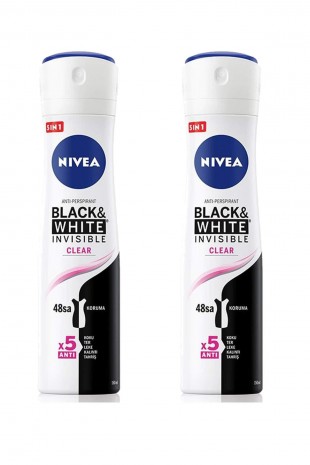 2 Adet Invisible Black & White Clear Kadın Deodorant Sprey 150 ml