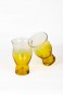 2 Adet Renkli Cam Ayaklı Tombul Fresh İçecek Bardağı 480 ml  14x9cm