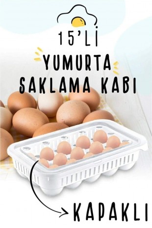 15'li Şeffaf Yumurta Saklama Kabı Yumurtalık Buzdolabına Uygun 15 li Yumurta Saklama