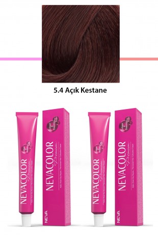 2 li Set Premium 5.4 Açık Kestane - Kalıcı Krem Saç Boyası 2 X 50 g Tüp