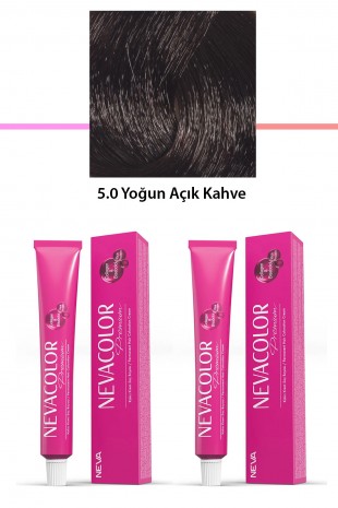 2 li Set Premium 5.0 Yoğun Açık Kahve - Kalıcı Krem Saç Boyası 2 X 50 g Tüp