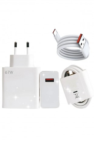 Type-C 67w (Watt) Ultra Hızlı Şarj Aleti Adaptör Kablo Set