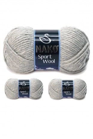 3 Adet Sport Wool Atkı Bere Ceket Yelek Örgü İpi Yünü No: 195 Açık Gri Melanj