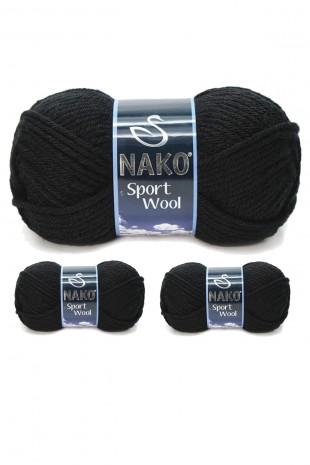 3 Adet Sport Wool Atkı Bere Ceket Yelek Örgü İpi Yünü No: 217 Siyah