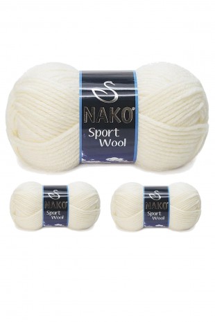 3 Adet Sport Wool Atkı Bere Ceket Yelek Örgü İpi Yünü No: 300 Ekru
