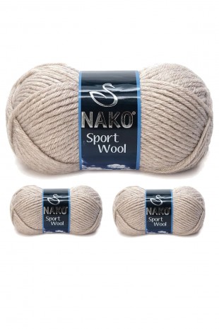 3 Adet Sport Wool Atkı Bere Ceket Yelek Örgü İpi Yünü No: 2167 Kanvas Beji