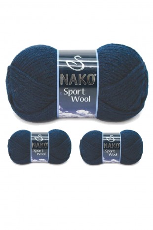 3 Adet Sport Wool Atkı Bere Ceket Yelek Örgü İpi Yünü No: 3088 Lacivert