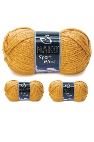 3 Adet Sport Wool Atkı Bere Ceket Yelek Örgü İpi Yünü No: 10129 Hardal