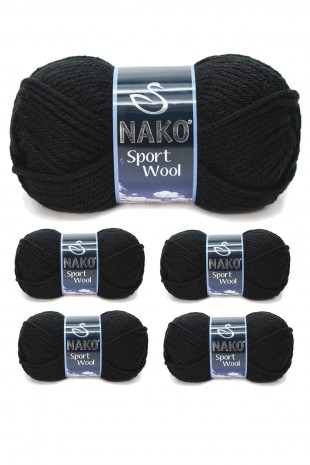 5 Adet Sport Wool Atkı Bere Ceket Yelek Örgü İpi Yünü No: 217 Siyah