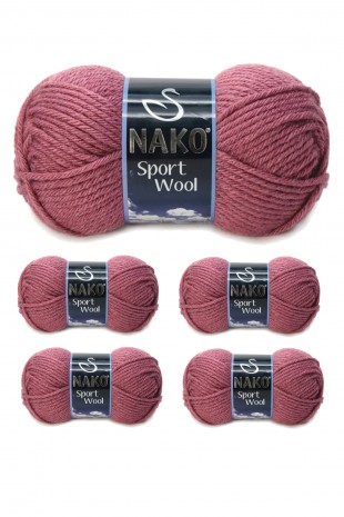 5 Adet Sport Wool Atkı Bere Ceket Yelek Örgü İpi Yünü No: 327 Gül Kurusu