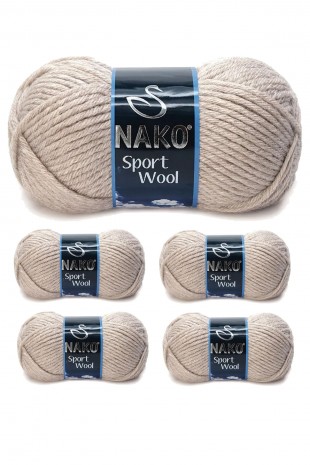 5 Adet Sport Wool Atkı Bere Ceket Yelek Örgü İpi Yünü No: 2167 Kanvas Beji