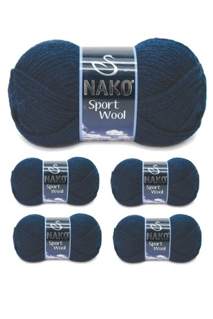 5 Adet Sport Wool Atkı Bere Ceket Yelek Örgü İpi Yünü No: 3088 Lacivert