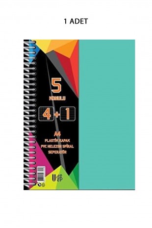 Spiralli PP Kapak 4+1 125  Yaprak Ayraçlı Defter