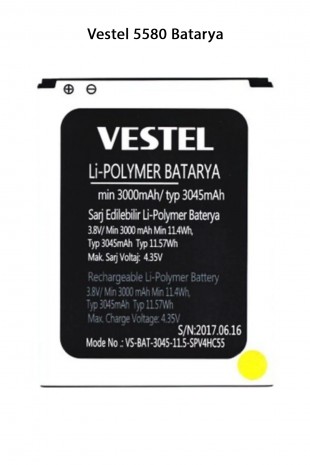 Vestel 5580 Telefonlarla Uyumlu Batarya 3045 mAh