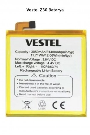 Vestel Z30 Telefonlarla Uyumlu Batarya 3140 mAh