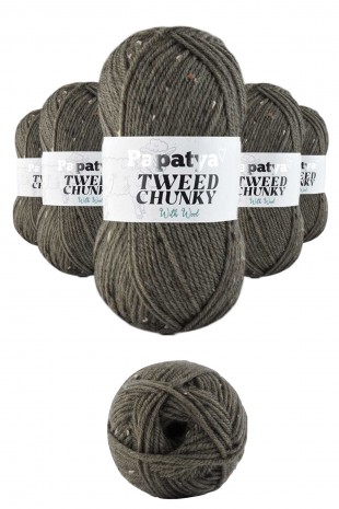 5 Adet Tweed Chunky Kırçıllı Hırka Battaniye Şapka Bere Örgü İpi Yünü - 9270