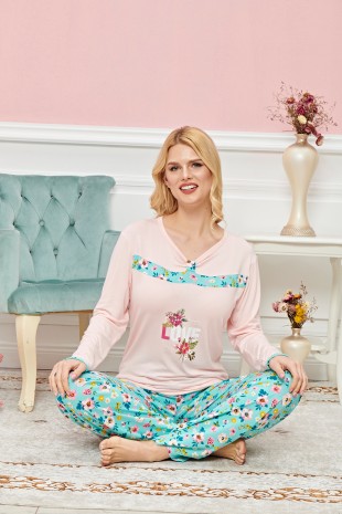 Bayan Uzun Kollu Pijama Takımı Model no 7593