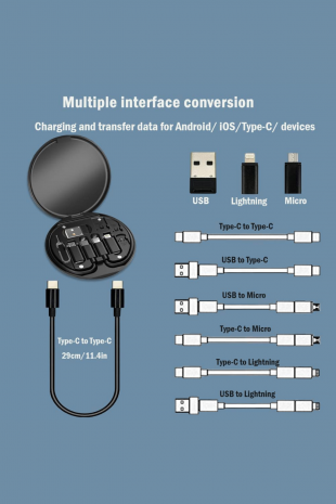 Hızlı Şarj Data Kablo Dönüştürü Set Çok Fonksiyonlu Type-c Mikro Ligtning