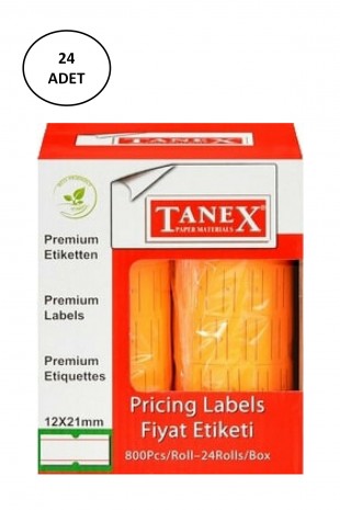 Tanex 12X21 Mm Turuncu Fiyat Etiketi 800 Ad 24 lü