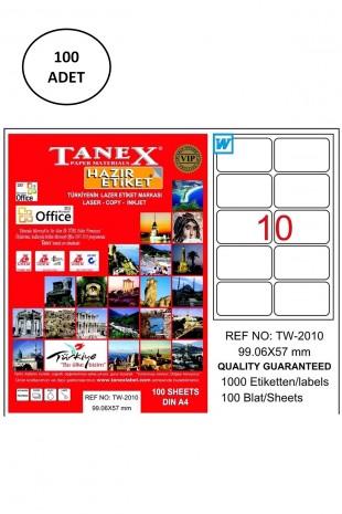 Tanex Tw-2010 Lazer Etiket 99X57 Mm 100 Adet