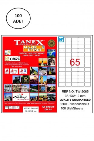 Tanex Tw-2065 Lazer Etiket 38X21 Mm 100 Lü