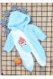 Mavi Peluş Erkek Bebek Yeni Doğan Kışlık Uyku Tulumu Kapişonlu