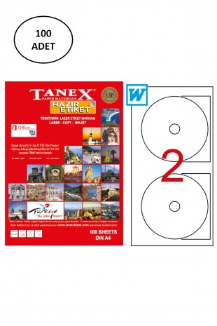 Tanex Laser Etiket 100 Lü 117mm