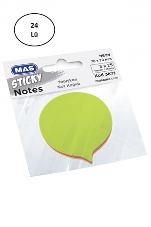 Mas 3671 Karma Renk Balon Şekilli 75 Yaprak Not Kağıdı