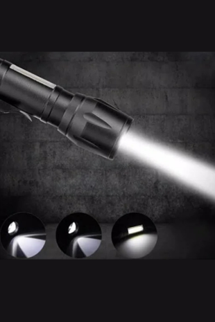 Flaşörlü Güçlü Beyaz Işık El Feneri 3 Fonsiyon Outdoor Kamp Cep Boy Şarjlı Kutulu