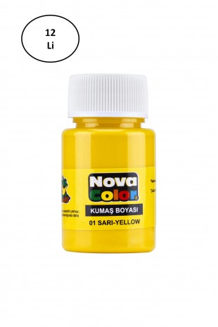 Nova Color Kumaş Boyası Şişe 30 Ml Sarı 12 Li