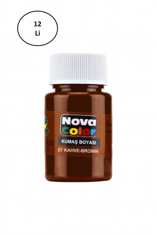 Nova Color Kumaş Boyası Şişe Kahve 12'li