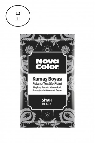 Nova Color 12 Gr Toz Kumaş Boyası Siyah Nc-904 12'li