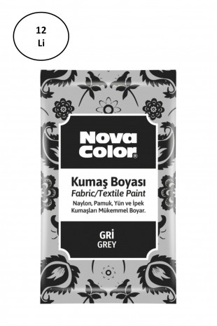 Nova Color 12 Gr Toz Kumaş Boyası Gri Nc-908 12'li