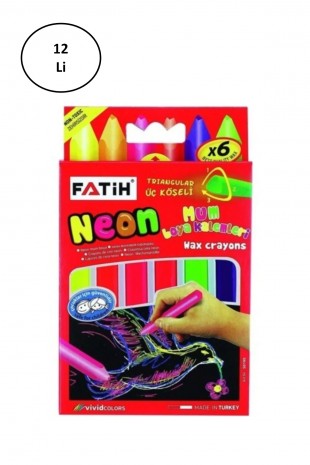 Fatih Mum Pastel Boya Neon Wax Crayon Jumbo 6 Renk 12'li