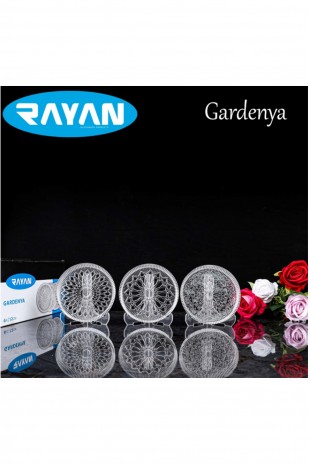 Rayan 6'lı Gardenya Cam Çay Tabağı