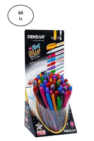 Pensan Glitter Simli Tükenmez Kalem Jel 1.0 Mm Karışık (60 Lı Paket)