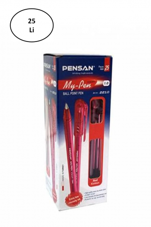 Pensan PE02210TKKI My-Pen Tükenmez Kalem, Kırmızı, 25'li