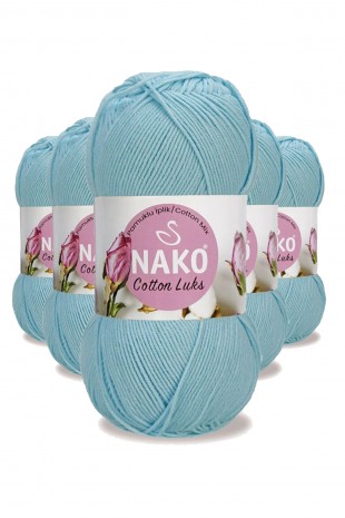 5 Adet Cotton Lüks Yelek Tunik Kazak Bluz Hırka İpi Yünü Buz Mavi 97564