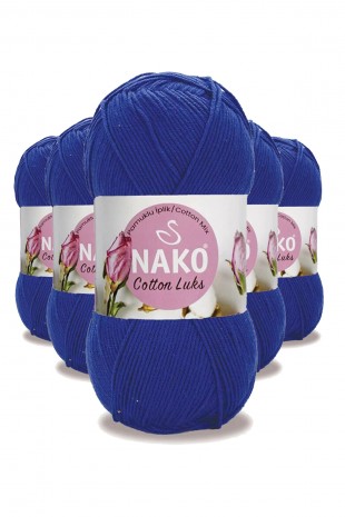 5 Adet Cotton Lüks Yelek Tunik Kazak Bluz Hırka İpi Yünü Saks Mavi 97561