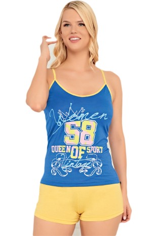 Askılı Şık Rahat Yazlık Mevsimlik Penye Gecelik Altet Şort Takım 6585 - Royaleks