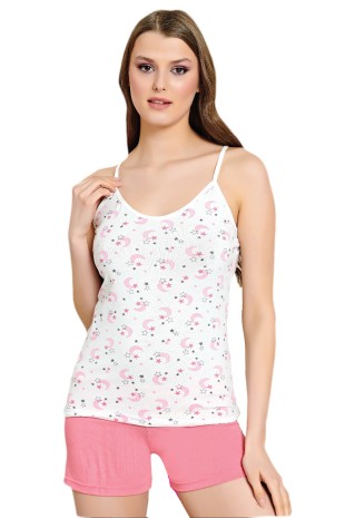 Askılı Şık Rahat Yazlık Mevsimlik Penye Gecelik Altet Şort Takım 6689 - Royaleks