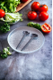 Kaşıklı Cam Salata Tabağı Kasesi Enzo 28cm Büyük Boy Royaleks-SMG09689