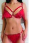 Night Light Kadın Kırmızı Deri Sütyen Külot Takımı 8103