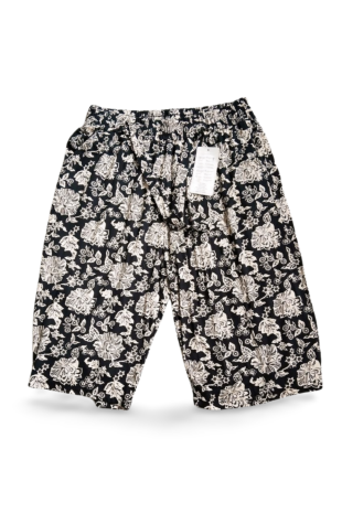 Dökümlü Desenli Yumuşak Viskon Kumaş Battal Beli Lastikli Kadın Jumbo Kapri Desen 2