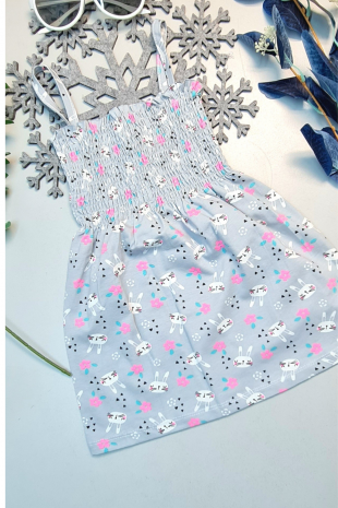 Yazlık İp Askılı Kız Çocuk Elbise Hello Kity Desenli