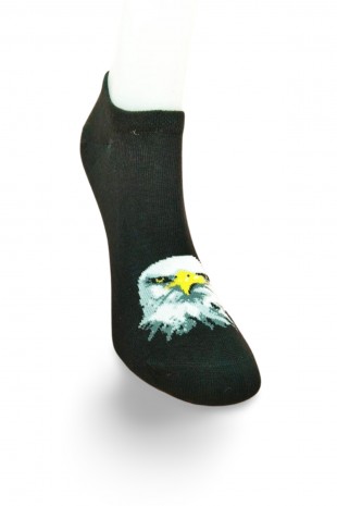 Siyah Beyaz Kartal Desenli Sportif Unisex  Kısa Bilek Çorap Yazlık 1 Çift