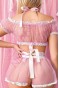 Night Light Kadın Pembe Transparan Önlüklü Pembe Hizmetçi Kostümü 7040