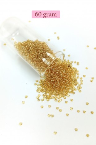 Dökme Cam Kum Boncuk (11/0) 2 mm - 60 Gram -  Şeffaf Bal Rengi - BNC068
