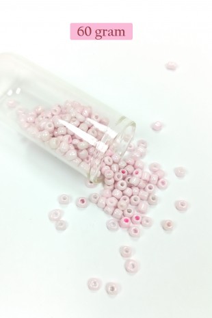 Dökme Cam Kum Boncuk Büyük Boy (6/0) 4 mm - 60 Gram - Toz Pembe - BNC113