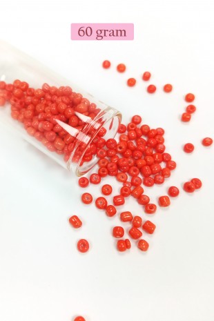 Dökme Cam Kum Boncuk Büyük Boy (6/0) 4 mm - 60 Gram - Turuncu - BNC137